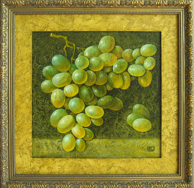 Vynuogės, 2009 m.(40x 40 cm) oil, canvas, spec.faktūra, 500 eu