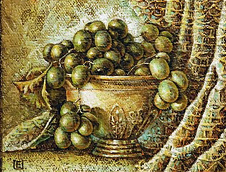 eurikapaintings vynuoges vazoje