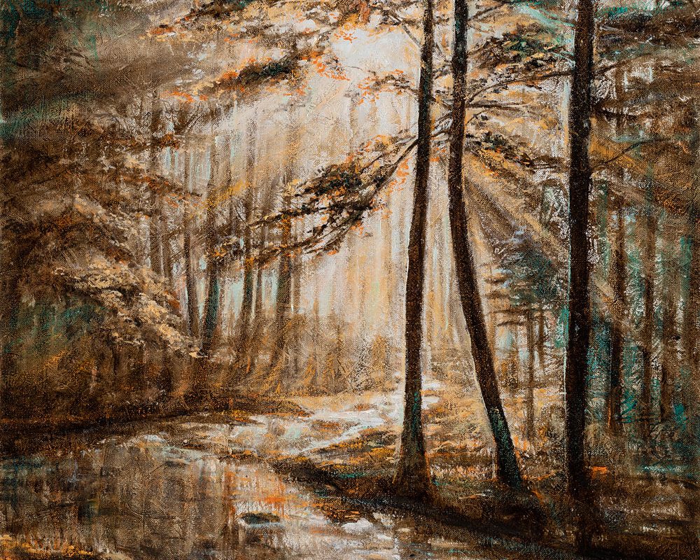 Peizažas su upeliu 60 cm x 60 cm